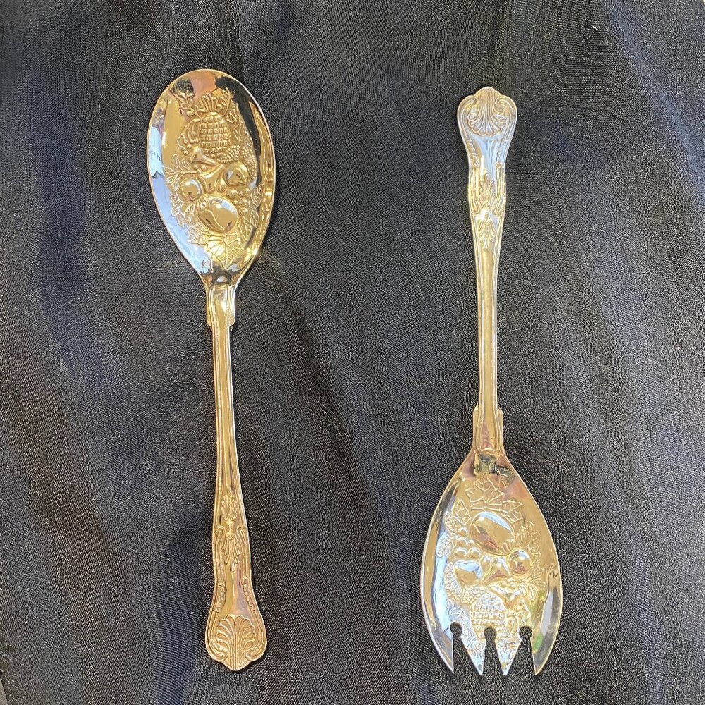 VINTAGE F.B. Rogers Silver Co. “Kings” Silverplate Fruit / Salad Serving Set